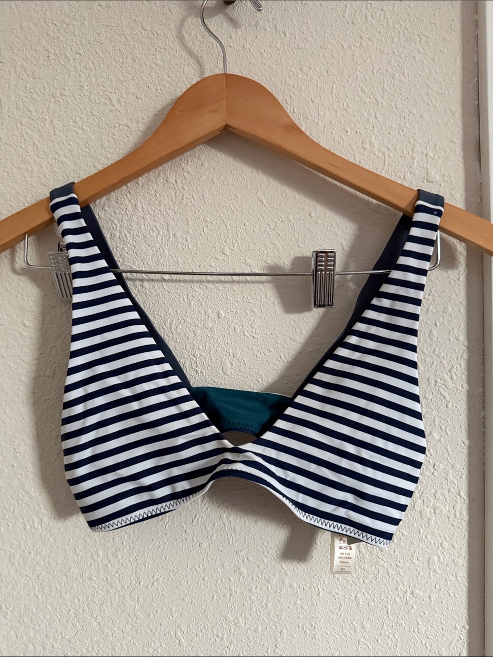 Seea Navy and White Striped Bikini Top